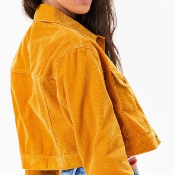 PacSun Yellow Mustard Corduroy Jacket Trucker Style Size M/L Cord Medium/Large - Picture 3 of 7